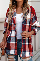 LIZAKOSHT  -  Plaid Button Up Hooded Shacket
